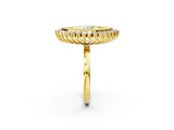 Yellow gold Fancy Yellow Marquise  Halo Diamond Ring with Milgrain Edge and Round Prong Setting_49