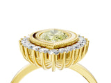 Yellow gold Fancy Yellow Marquise  Halo Diamond Ring with Milgrain Edge and Round Prong Setting_51