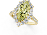 Yellow gold Fancy Yellow Marquise  Halo Diamond Ring with Pavé Band and Prong Setting_1