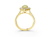 Yellow gold Fancy Yellow Marquise  Halo Diamond Ring with Pavé Band and Prong Setting_3