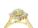 Yellow gold Fancy Yellow Marquise  Halo Diamond Ring with Pavé Band and Prong Setting_4