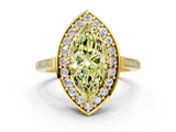 Yellow gold Fancy Yellow Marquise  Halo Diamond Ring with Split Shank and Four-Prong Setting