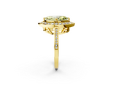 Yellow gold Fancy Yellow Marquise  Halo Diamond Ring with Split Shank and Four-Prong Setting_2