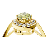 Yellow gold Fancy Yellow Marquise  Halo Diamond Ring with Split Shank and Four-Prong Setting_4