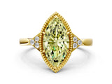 Yellow gold Fancy Yellow Marquise  Halo Diamond Ring with Tapered Band and Four-Prong Setting_7