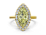 Yellow gold Fancy Yellow Marquise  Halo Diamond Solitaire with Pavé Band and Four-Prong Setting_16