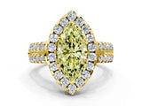 Yellow gold Fancy Yellow Marquise  Halo Diamond Split Shank Engagement Ring with Prong Setting_80