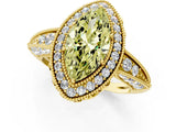 Yellow gold Fancy Yellow Marquise  Halo Diamond Split Shank Ring with Milgrain Detail_53