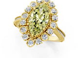 Yellow gold Fancy Yellow Marquise  Halo Milgrain Pave Diamond Ring with Four-Prong Setting 1