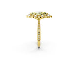 Yellow gold Fancy Yellow Marquise  Halo Milgrain Pave Diamond Ring with Four-Prong Setting 2