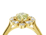 Yellow gold Fancy Yellow Marquise  Halo Milgrain Pave Diamond Ring with Four-Prong Setting 4
