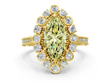 Yellow gold Fancy Yellow Marquise  Halo Milgrain Pave Diamond Ring with Four-Prong Setting