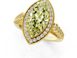 Yellow gold Fancy Yellow Marquise  Halo Milgrain Solitaire with Bezel Set Side Stones and Pave Band_33