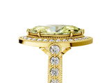 Yellow gold Fancy Yellow Marquise  Halo Milgrain Solitaire with Bezel Set Side Stones and Pave Band_37