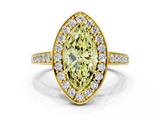 Yellow gold Fancy Yellow Marquise  Halo Pavé Diamond Engagement Ring with Bezel Setting