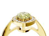 Yellow gold Fancy Yellow Marquise  Halo Pavé Diamond Engagement Ring with Bezel Setting_4