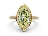 Yellow gold Fancy Yellow Marquise  Halo Pave Band Solitaire Ring with Prong Setting_28
