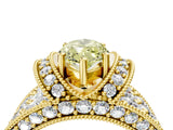 Yellow gold Fancy Yellow Marquise  Halo Pave Diamond Engagement Ring with Milgrain Detailing_33