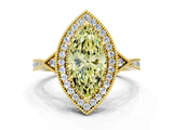 Yellow gold Fancy Yellow Marquise  Halo Round Diamond Milgrain Pave Engagement Ring_3