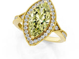 Yellow gold Fancy Yellow Marquise  Halo Round Diamond Milgrain Pave Engagement Ring_4