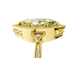 Yellow gold Fancy Yellow Marquise  Halo Round Diamond Milgrain Pave Engagement Ring_8