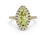 Yellow gold Fancy Yellow Marquise  Halo Round Diamond Pavé Band Four-Prong Ring_3