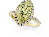 Yellow gold Fancy Yellow Marquise  Halo Round Diamond Pavé Band Four-Prong Ring_4