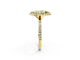 Yellow gold Fancy Yellow Marquise  Halo Round Diamond Pavé Band Four-Prong Ring_5