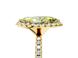 Yellow gold Fancy Yellow Marquise  Halo Round Diamond Pavé Band Four-Prong Ring_8