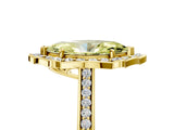Yellow gold Fancy Yellow Marquise  Halo Round Diamond Pave Band with Four-Prong Setting_44
