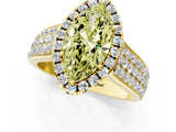 Yellow gold Fancy Yellow Marquise  Halo Round Diamond Pave Band with Prong Setting 1
