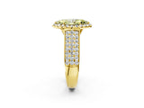 Yellow gold Fancy Yellow Marquise  Halo Round Diamond Pave Band with Prong Setting 2