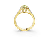 Yellow gold Fancy Yellow Marquise  Halo Round Diamond Pave Band with Prong Setting 3