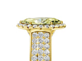 Yellow gold Fancy Yellow Marquise  Halo Round Diamond Pave Band with Prong Setting 5
