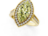 Yellow gold Fancy Yellow Marquise  Halo Solitaire Diamond Ring with Pave Band and Bezel Setting_30
