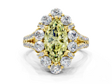 Yellow gold Fancy Yellow Marquise  Halo Split Shank Diamond Engagement Ring with Pave Band and Four-Prong Setting