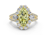 Yellow gold Fancy Yellow Marquise  Halo Split Shank Diamond Engagement Ring with Prong Setting