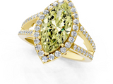 Yellow gold Fancy Yellow Marquise  Halo Split Shank Diamond Ring with Four-Prong Setting_1