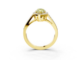 Yellow gold Fancy Yellow Marquise  Halo Split Shank Diamond Ring with Four-Prong Setting_3