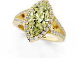 Yellow gold Fancy Yellow Marquise  Halo Split Shank Diamond Ring with Prong Setting_1