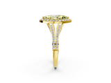 Yellow gold Fancy Yellow Marquise  Halo Split Shank Diamond Ring with Prong Setting_2