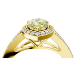 Yellow gold Fancy Yellow Marquise  Halo Split Shank Pave Diamond Ring with Four-Prong Setting_56