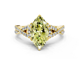 Yellow gold Fancy Yellow Marquise  Halo Twist Band Solitaire Prong Setting Ring
