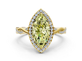 Yellow gold Fancy Yellow Marquise  Halo Twist Band Solitaire Ring