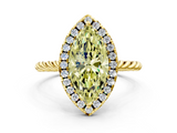 Yellow gold Fancy Yellow Marquise  Halo Twisted Band Four-Prong Diamond Ring