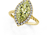 Yellow gold Fancy Yellow Marquise  Halo Twisted Band Four-Prong Diamond Ring_1
