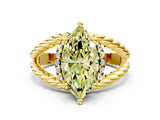 Yellow gold Fancy Yellow Marquise  Halo Twisted Band Four-Prong Ring_44