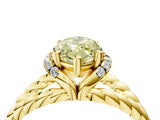 Yellow gold Fancy Yellow Marquise  Halo Twisted Band Four-Prong Ring_48