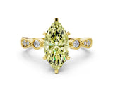 Yellow gold Fancy Yellow Marquise  Milgrain Bezel Diamond Engagement Ring with Solitaire Prong Setting_29