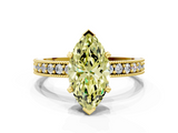 Yellow gold Fancy Yellow Marquise  Milgrain Pave Diamond Engagement Ring with Four-Prong Setting